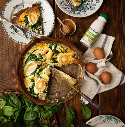 recette de quiche bretonne sur galettes de sarrasin à la crème fleurette bio Le Gall