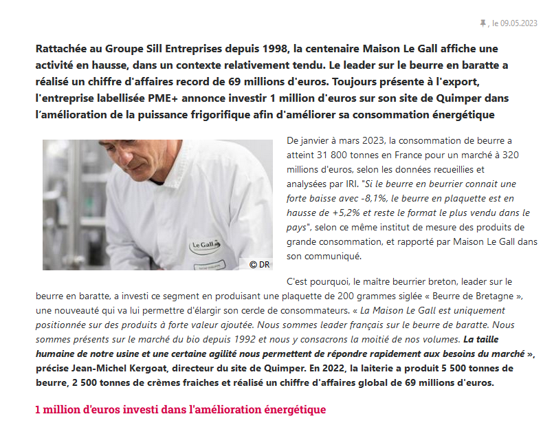 Maison Le Gall, leader sur le beurre de baratte