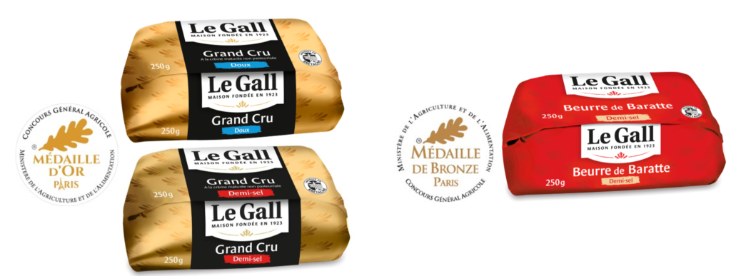 Le Gall remporte 3 médailles au concours général agricole. Les beurres Grand Cru décorés de médailles d'or